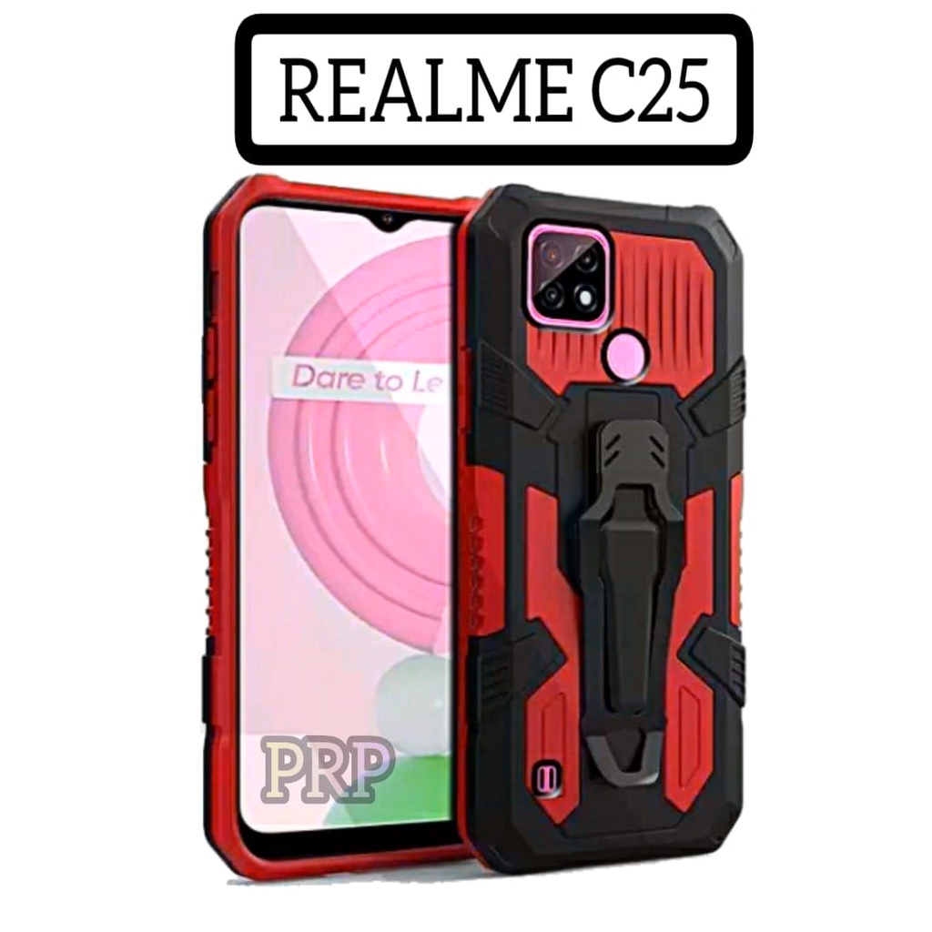 New Casing Hp Kickstand Clip ( REALME C25 ) Casing Hp Robot Case Hardcase i-Crystal