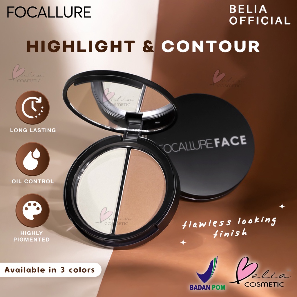❤ BELIA ❤ FOCALLURE Highlighter & Bronzer Duo FA05 | Contour | Bronzer | BPOM