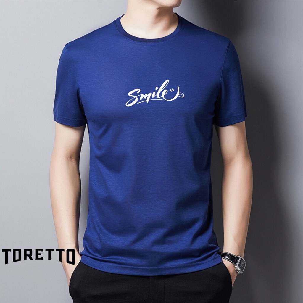 TORETTO-BAJU KAOS DISTRO SMILE || ATASAN UNISEX TERLARIS || COWOK/CEWEK BISA PAKAI