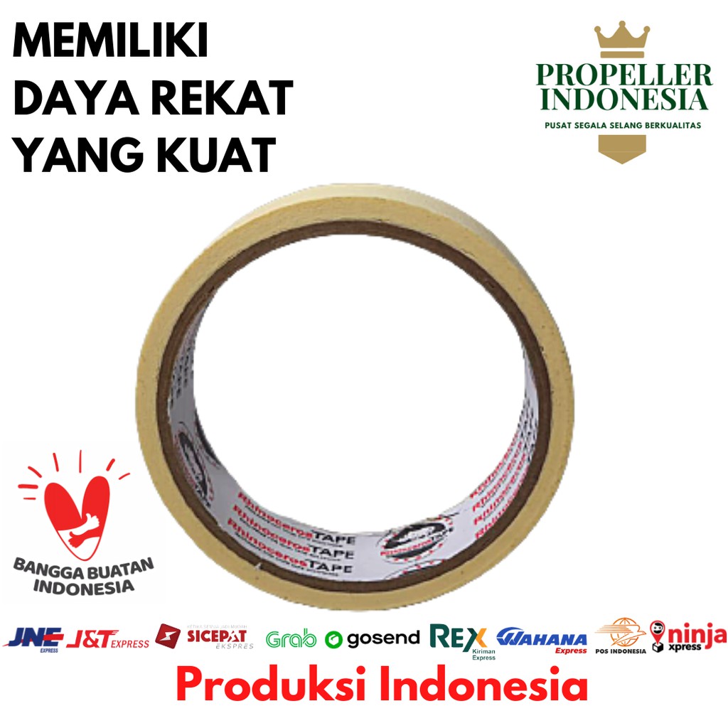 Lakban Kertas Masking Tape RHINOCEROS Tape Putih 24mm x 10m
