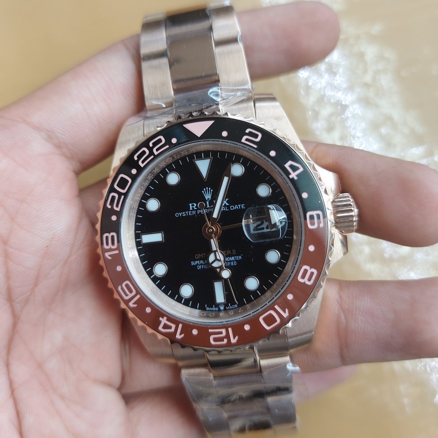 Hot Sale Jam Tangan Rolex GMT Master II Rootbeer Rosegold Garansi 1th
