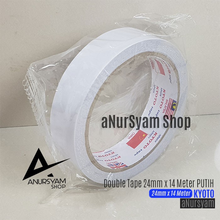 

Double Tape Putih 24 mm x 14 Meter KYOTO / Dobel Tape 24 mm