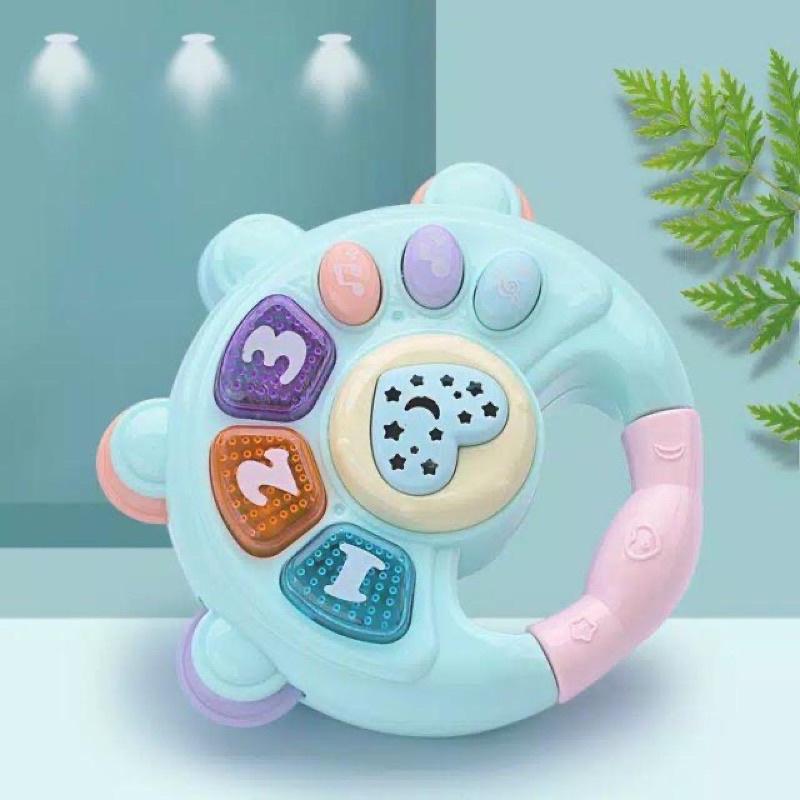 Mainan Bayi Rattle Motif Alat Musik + Musik + Lampu Kelap Kelip