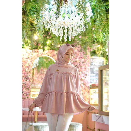 Ounadoutfit Naura blouse wanita rampel casual cantik muslimah murah polos / atasan cringkle / baju rample wanita / kemeja polos muslim