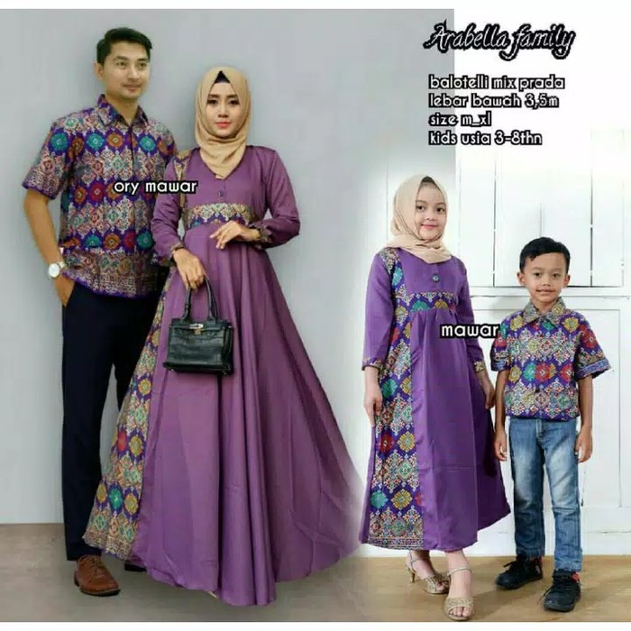 batik anak pintar baju couple keluarga pasangan batik muslim family set ayah ibu anak - p ayah ibu