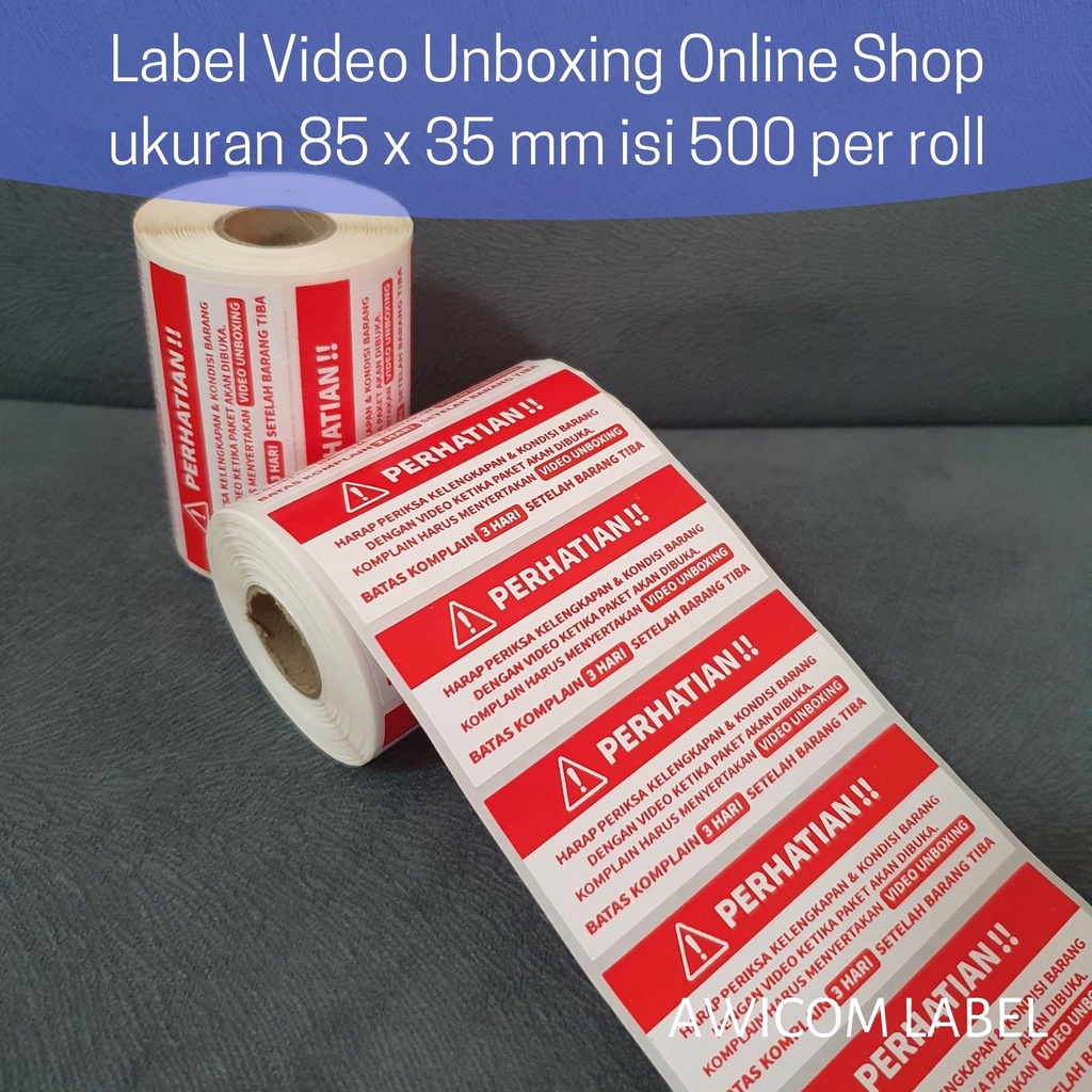 

HJK Stiker Wajib Video Unboxing ukuran 85x35 isi 500