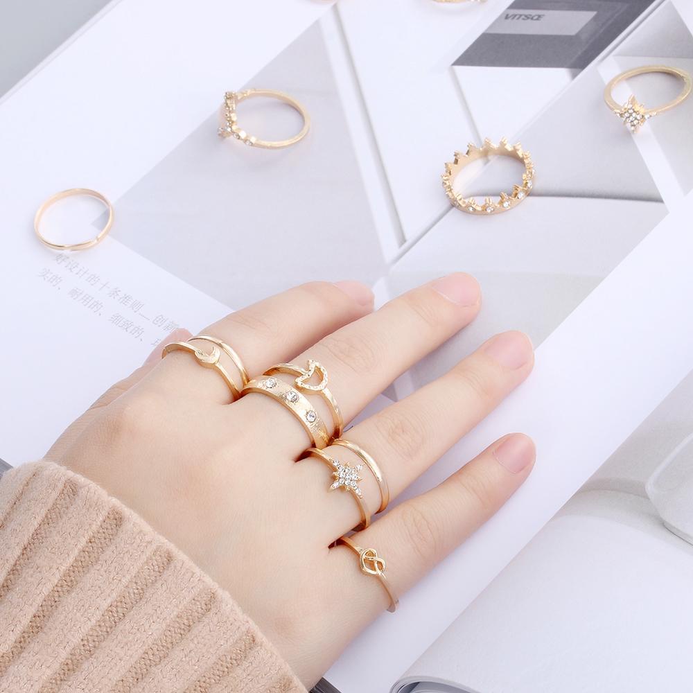 Nanas 13PCS/Set Cincin Opal Set Wanita Perhiasan Aksesoris Bohemian Knuckle Midi