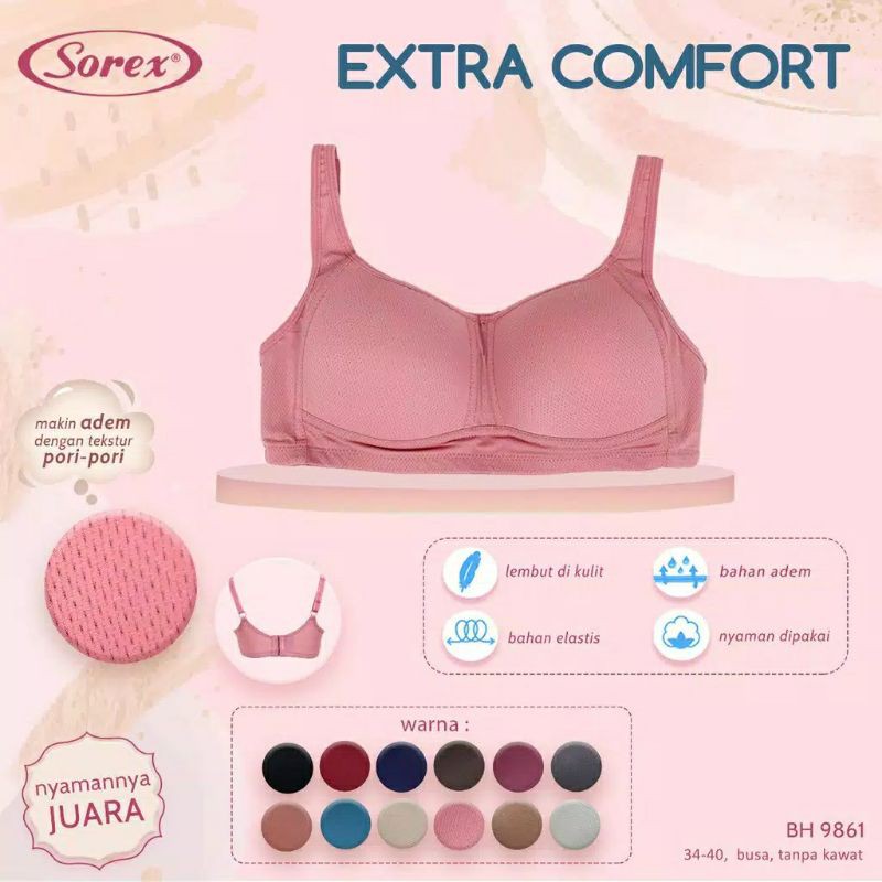 Bh bra Pori Tanpa kawat Busa Tipis Cup Besar Sorex 9861 extra comfort