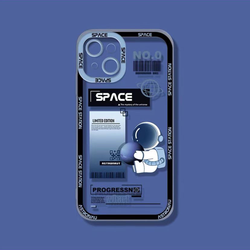 Soft Case TPU Transparan Motif Astronot Untuk Iphone 13 Pro Max / 12 / 11 / XS / XR / X / 8 / 7 / 6 Plus Mini SE 2020