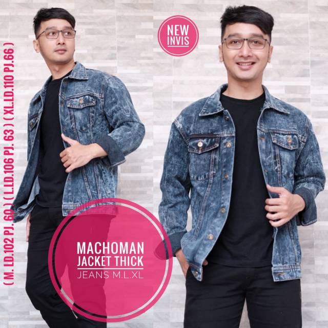 Machoman jaket jeans cowok hitam