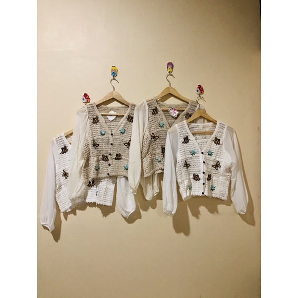 korean lace long sleeve crop top rajut korea