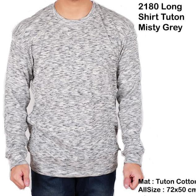 Termurah Kaos Sweater Pria Lengan Panjang Polo Brown Slimfit / Baju Kaos Pria - Abu-Abu Muda New