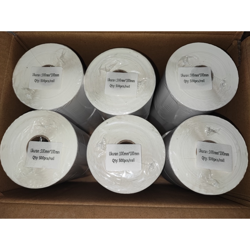 

lkjj PROMO 1 BOX, KERTAS THERMAL [100 x 100] LABEL STICKER BARCODE 100x100 mm Pcs