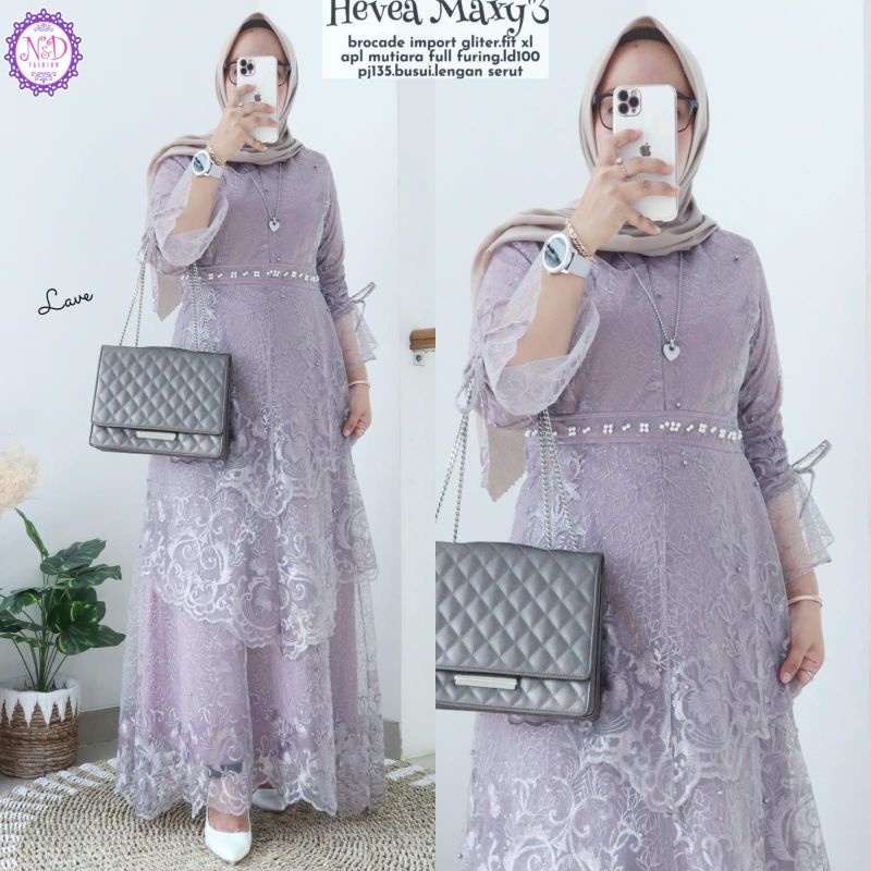 Anindya N&D Hevea maxy'3 Dress Gamis Brukat Original Terbaru