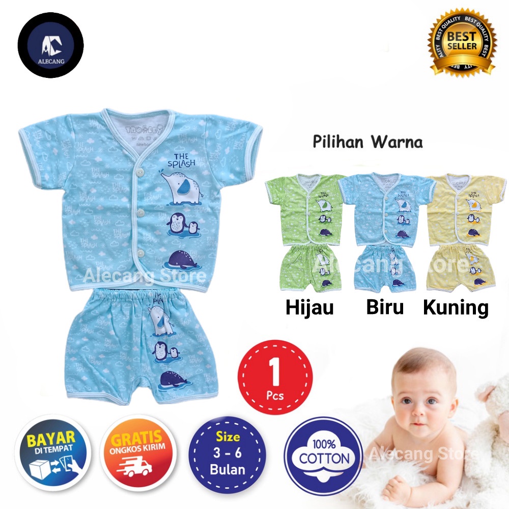 Setelan Pendek Baju Bayi Laki-laki / Perempuan size NEWBORN Bulan MOTIF KARAKTER