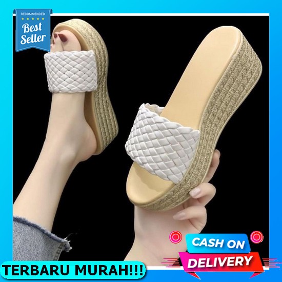 Sandal Wedges Fuji Polos Import Wanita / Sandal Wedges Slip On Polos Wanita Abbushoes Ym 16 Wedges S