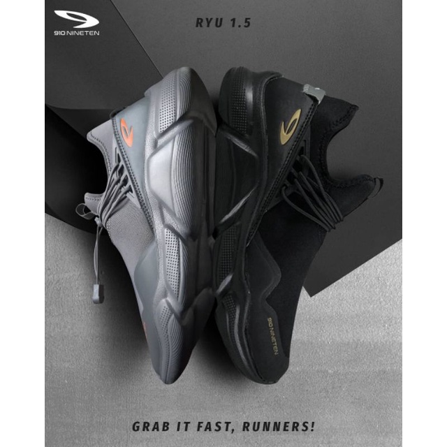 910 Nineten RYU 1.5 Abu-Abu/Hitam