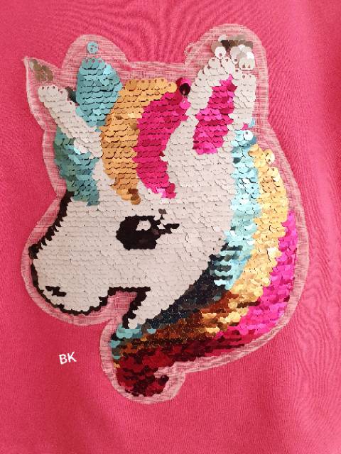 KAOS LED SEQUIN USAP BERUBAH WARNA NYALA LAMPU IMPORT / KAOS LAMPU UNICORN HAPPY FLIP SEQUIN