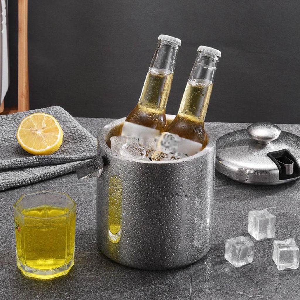 [Elegan] Ice Bucket Stainless Steel Dapur Wine Bar Rumah Pendingin