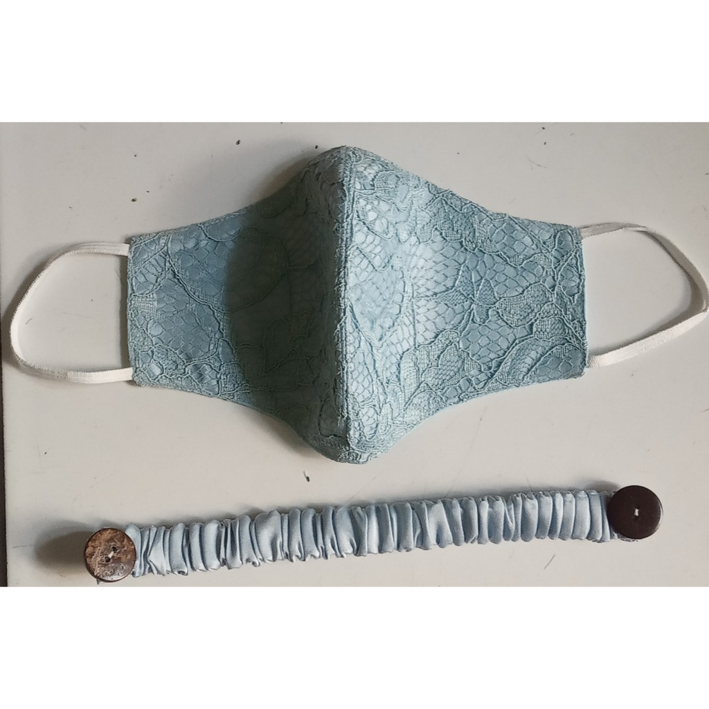 MASKER KAIN BROKAT WARNA BIRU MUDA
