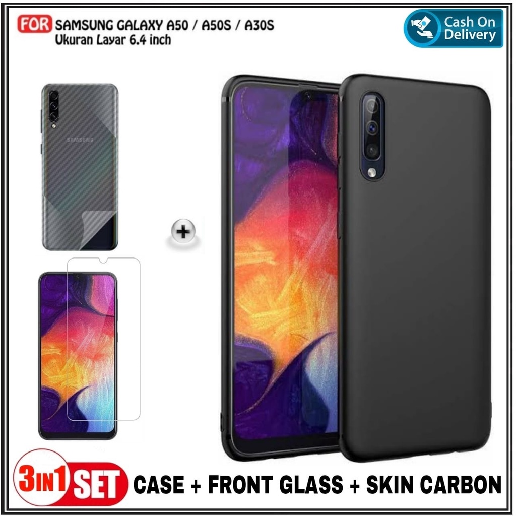 Case Samsung A50 / A50S / A30S Soft Case Free Tempered Glass + Garskin