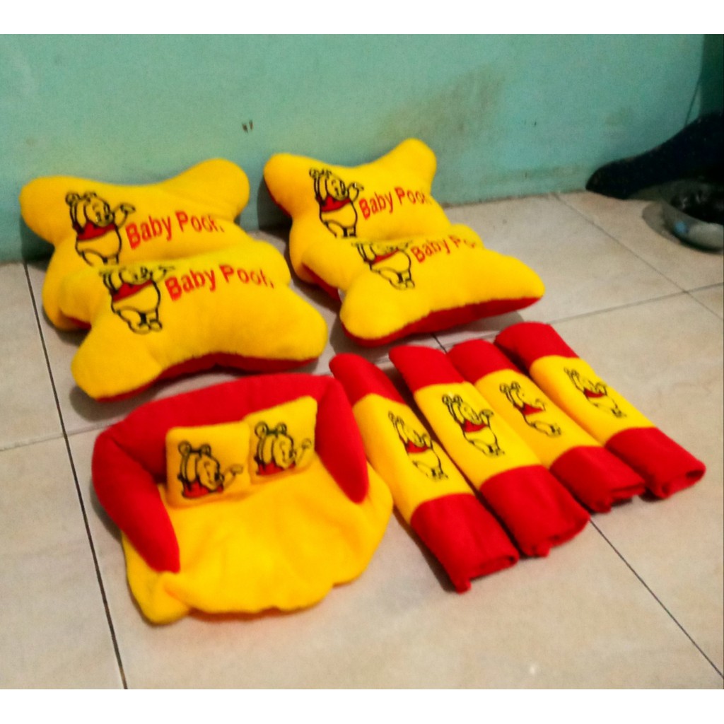 Bantal Mobil BABY POOH Kuning Bantal Isi 4 Sandaran Leher Kepala Baby Pooh Yellow