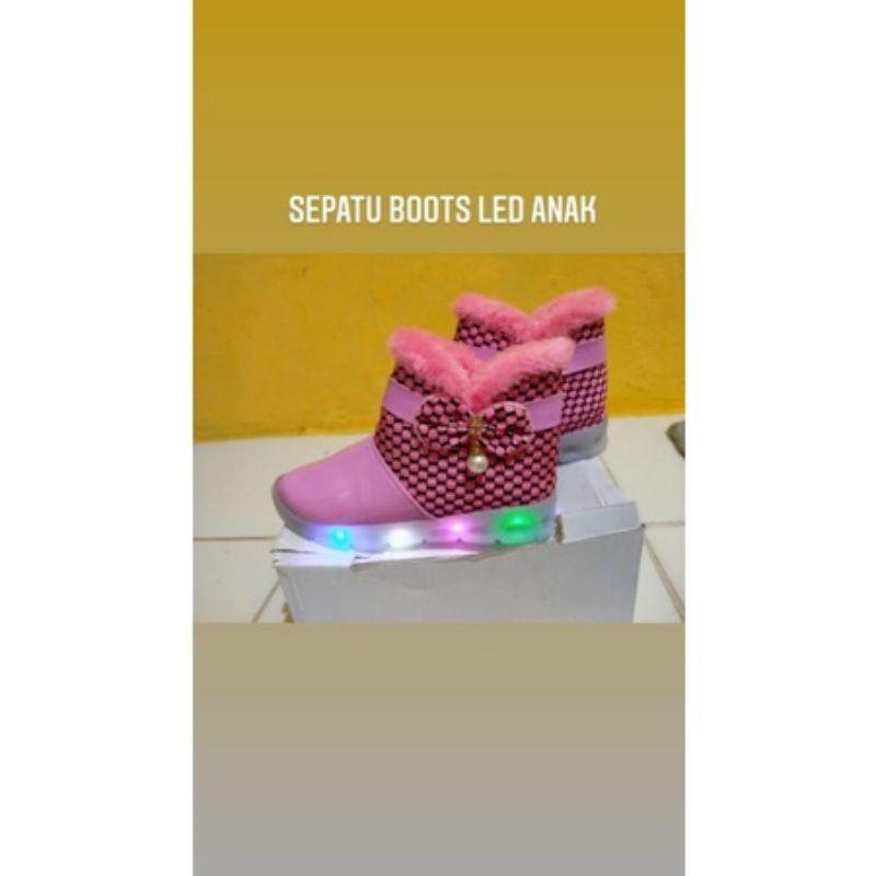 Preloved sepatu led anak boots perempuan lampu bekas second sepatu perempuan