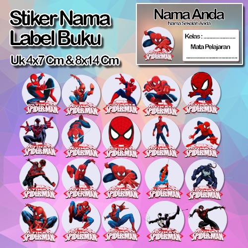 

Stiker Spiderman animasi kartun venom laba hitam anime Karakter Lucu Custom Lebel Nama cromo murah 20 Varian berbeda Sticker Pelajaran Mapel buku anak sekolah No 12