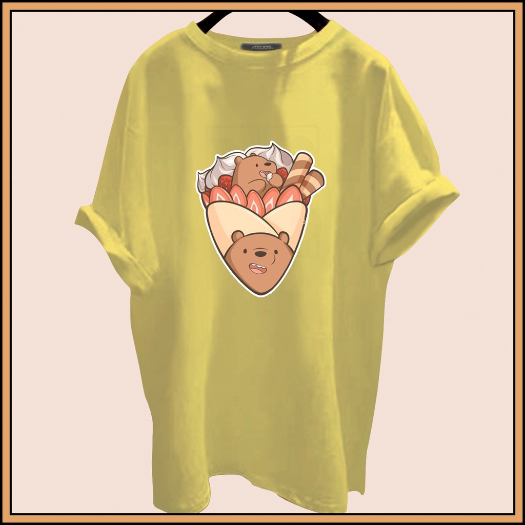 CALVIERO SHOP - BAJU KAOS ATASAN WANITA BEAR BROWN WAFFLE PRINT