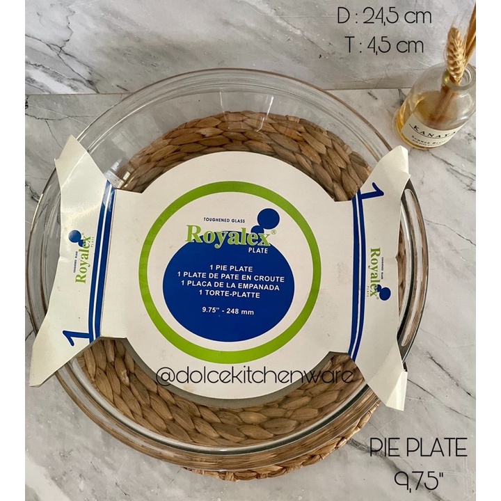Pie Plate Piring Pie 24,5 cm Royalex Toughened Glass Made In France