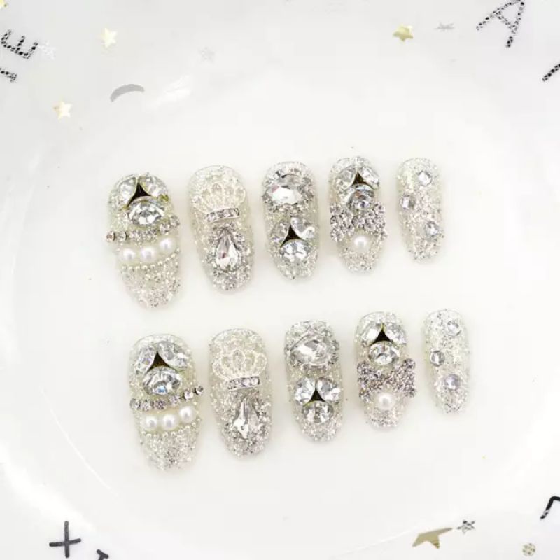 Luxury new Fake nails wedding rhinestone
