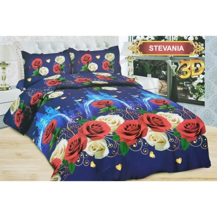 5in1 Full Set Bedcover + Sprei Bonita 3D Rumbai Karet King 180x200 Queen 160x200 Motif  Stevania