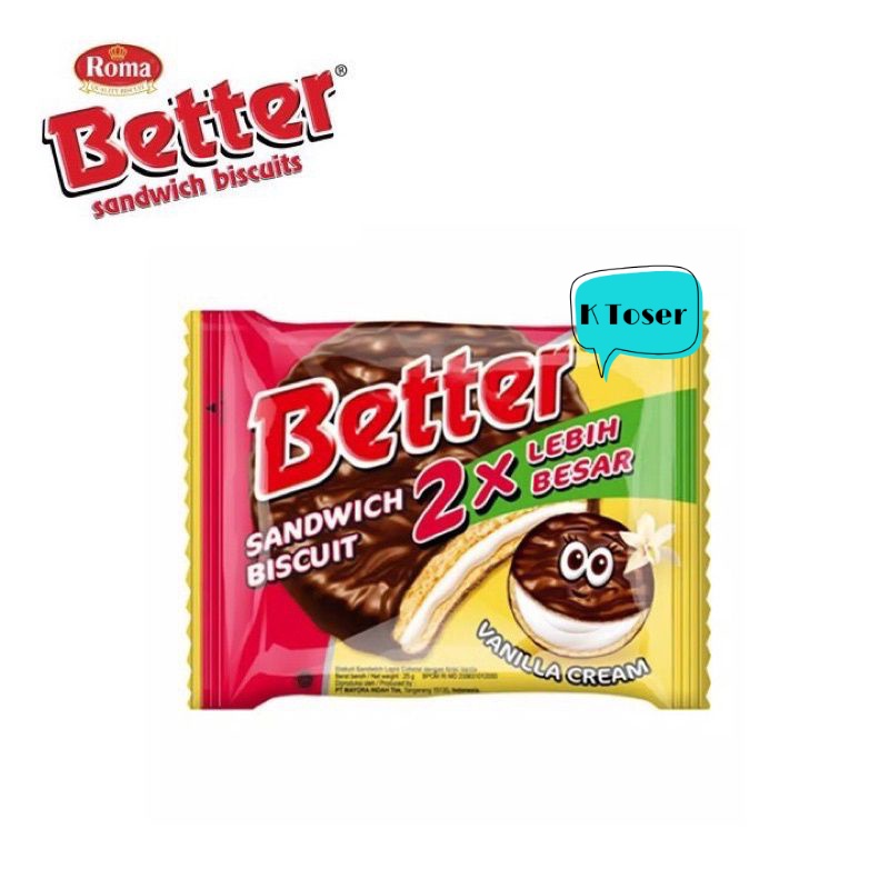 

BETTER ROMA BISKUIT SANDWICH VANILA CREAM (1 Pack isi 15 Bungkus)