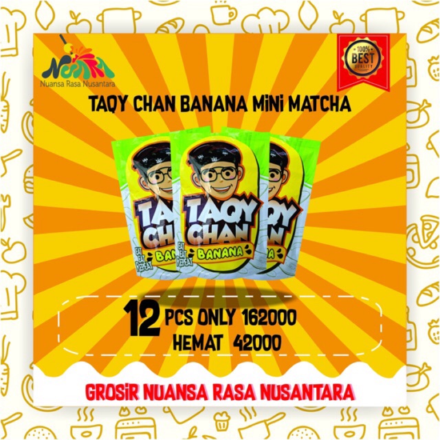 

[ PAKET GROSIR 12 PCS TERMURAH ] MATCHA TAQYCHAN BANANA (85gr) by Taqy Malik Paket Reseller Bandung