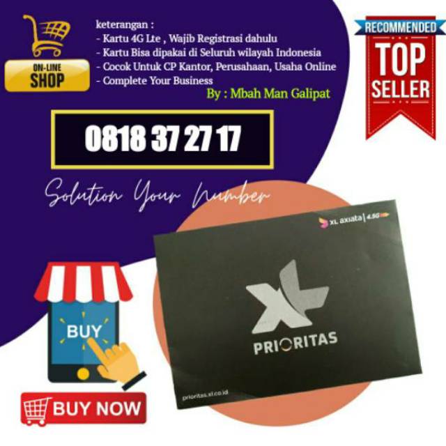 Nomor Cantik unik simple XL-Axiata 10 digit Pascabayar Seri Angka Turunan