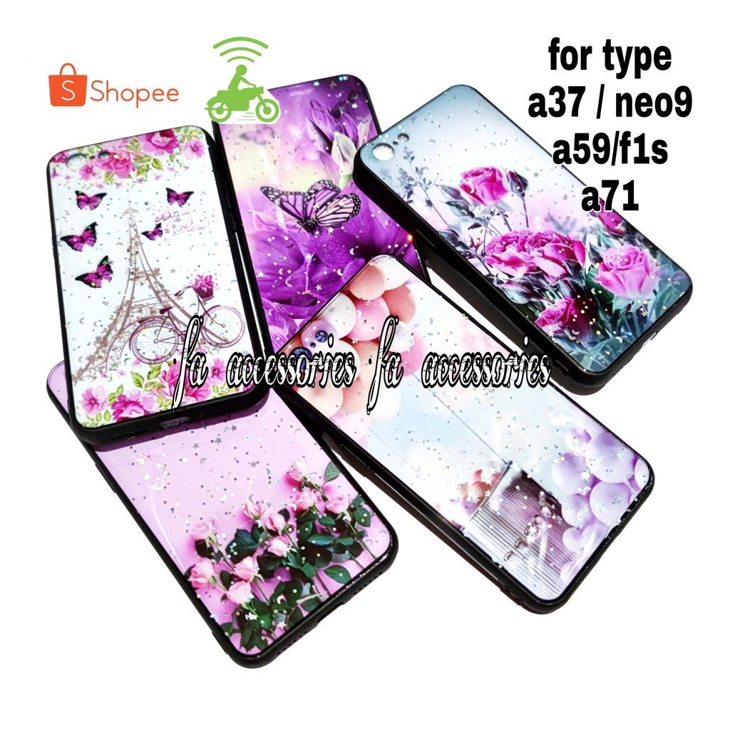 FA Soft case tpu bling bling casing OPPO A12 A37 NEO 9 A59 F1S A71 silicon hp motif flower butterfly