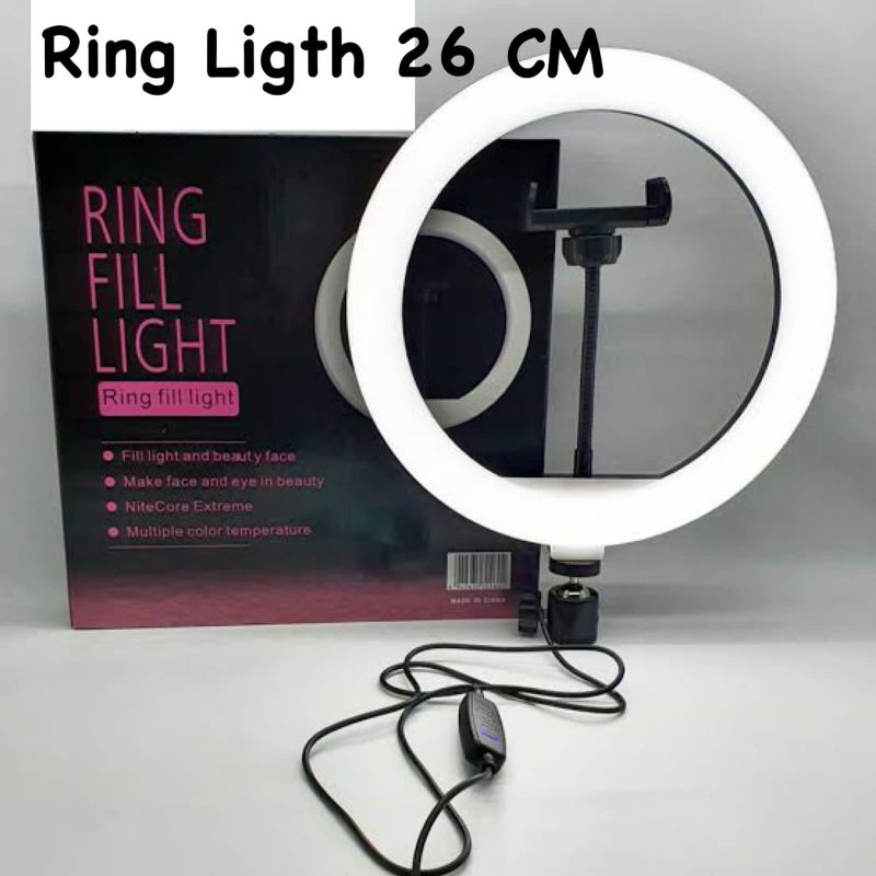 Ring Light LED 26CM Lampu 26 cm Selfie Vlog Lampu RingLight + Packing