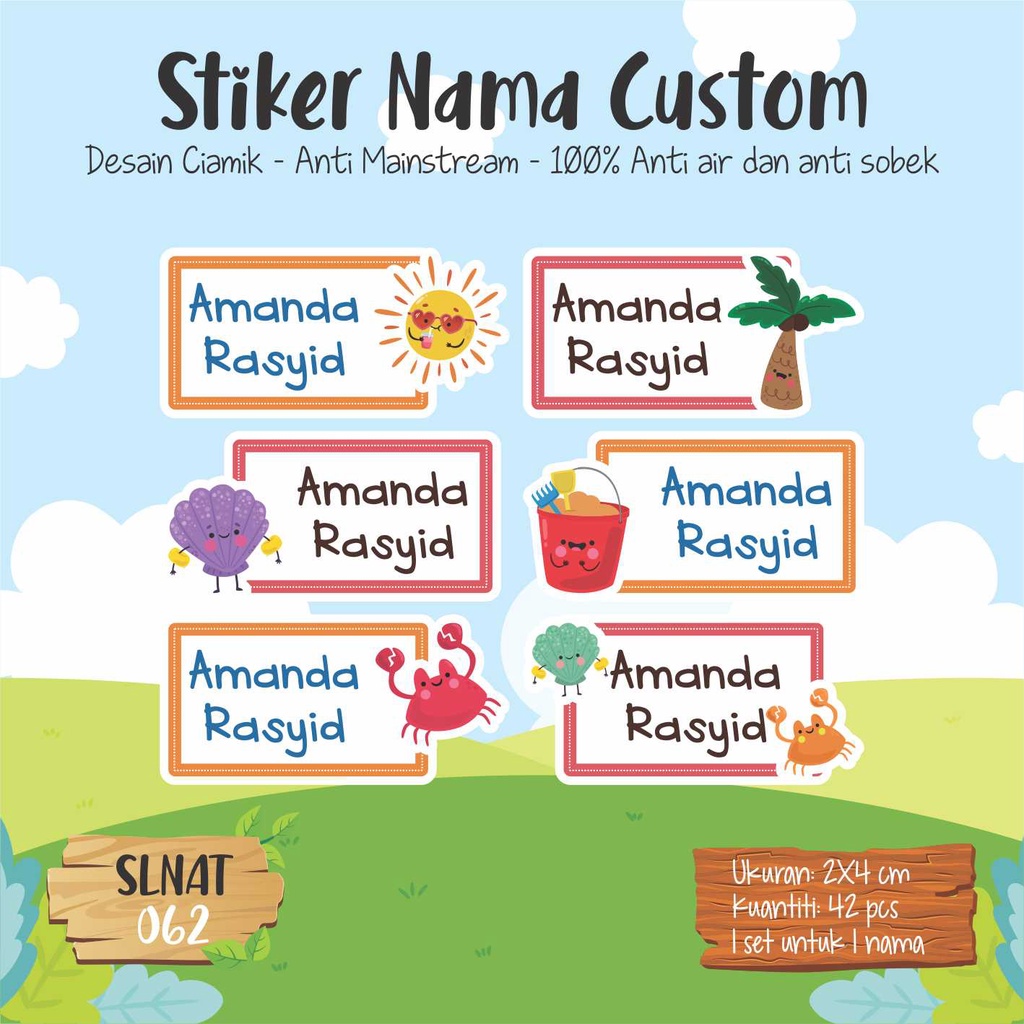 

Infinity Label Stiker Nama Anak Tas Sepatu Buku Sekolah Baju Botol SLNAT-062 Desain Anti Mainstream 2x4cm Waterproof 42pcs