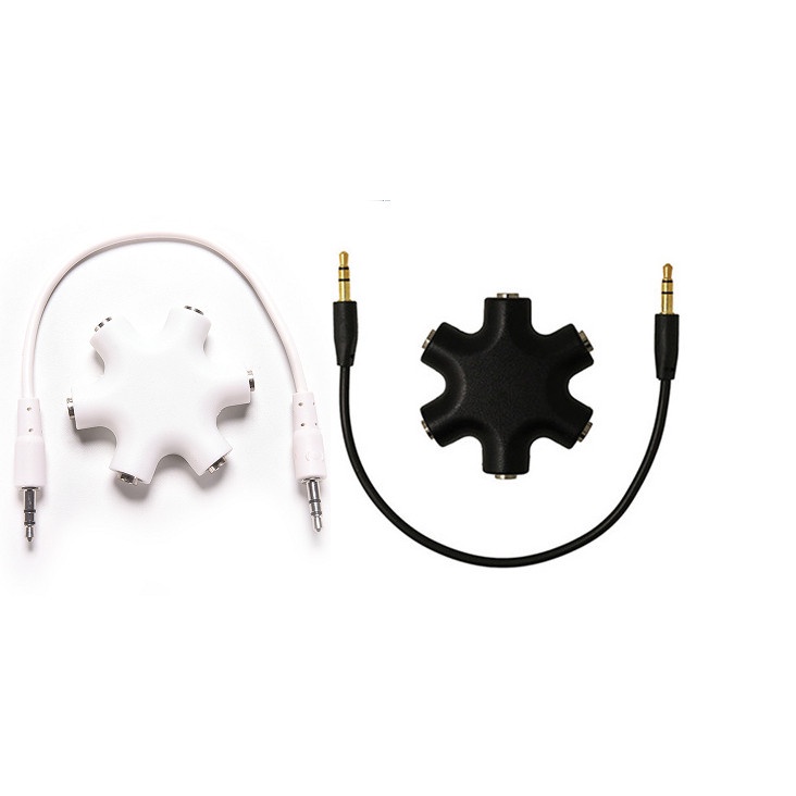 6 Way Ports Male to 5 Female Audio Earphone 3.5mm Jack Splitter Adapter - JLT108