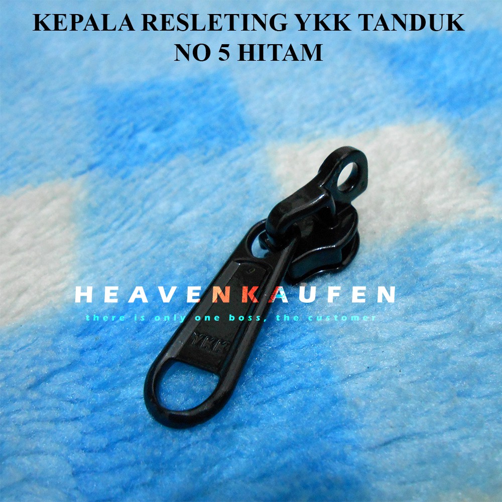 Kepala Resleting / Kepala Zipper Tanduk YKK No 5 Hitam Ada Lubang Gembok