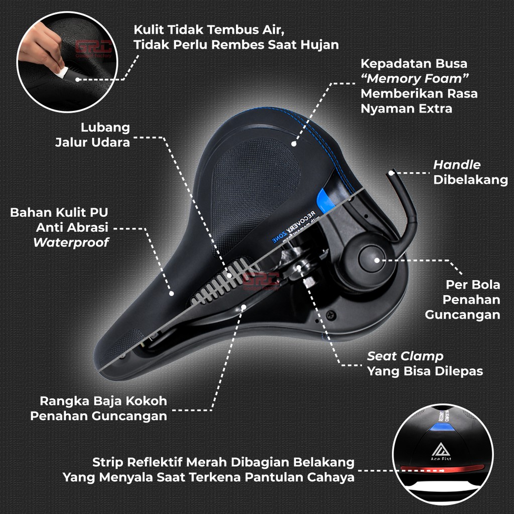 Sadel Sepeda Super Empuk Kursi Jok MTB Gunung Lipat Saddle Handle Bike Road Ventilasi Udara Jahit