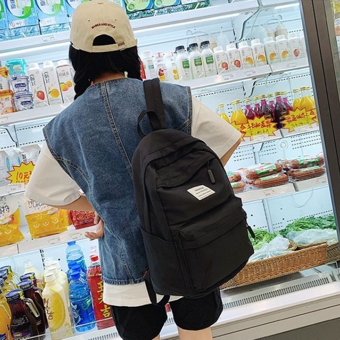 Tas Ransel Sekolah Laptop Wanita Original Korea Fashion Bahan Kanvas