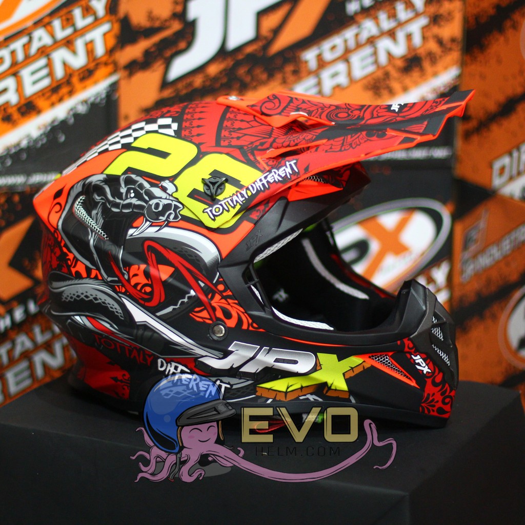 HELM JPX CROSS_SERI X16 - FLUO RED DOFF + GOOGLE SNAIL (ONGKIR 2 KG) HELM JPX TERBARU