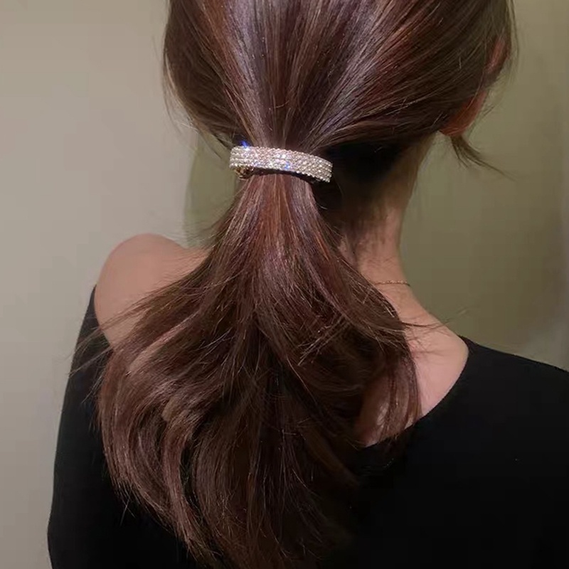 Jepit Rambut Ponytail Aksen Berlian Imitasi Gaya Korea