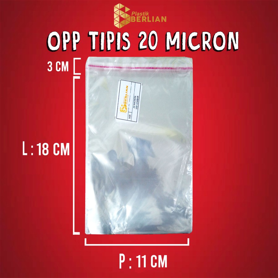 

11 x 18 cm Plastik OPP TIPIS (100 lbr) (lem/seal)