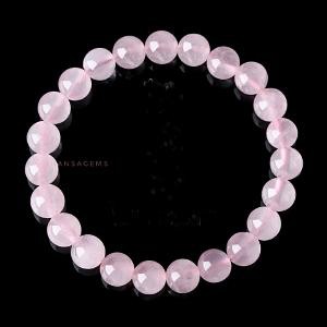 Gelang Batu Natural Rose Quartz Diameter 8mm