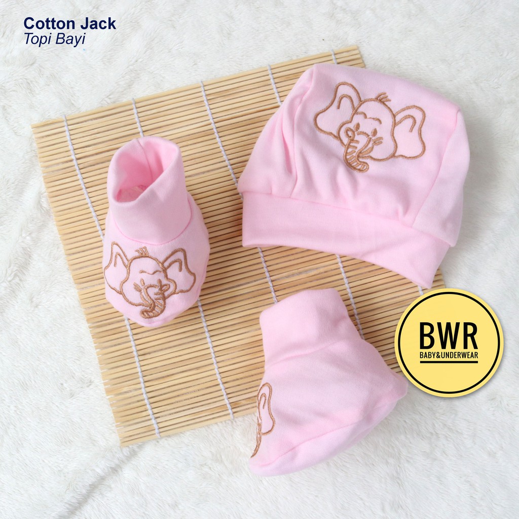 Topi Cotton Jack MIKA Gift Set | Topi + Kaos Kaki Bayi Motif Lucu - Bwr