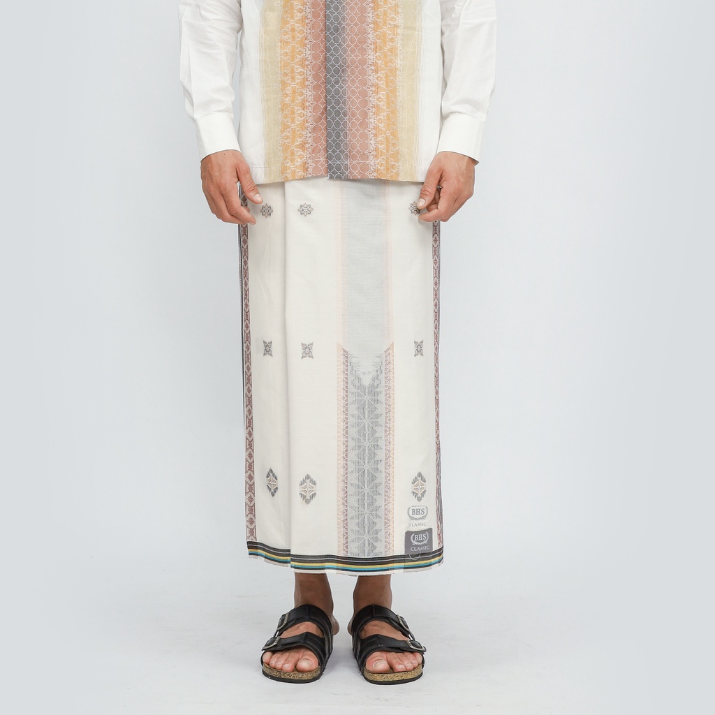 Sarung BHS Classic Silver Motif Jacquard Gunung Legendaris Putih Coklat / BHS CLASSIC JGL / BHS JGL 
