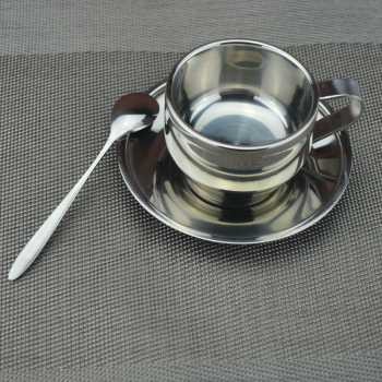 Set Gelas Sendok Piring Kopi Stainless Steel - 201