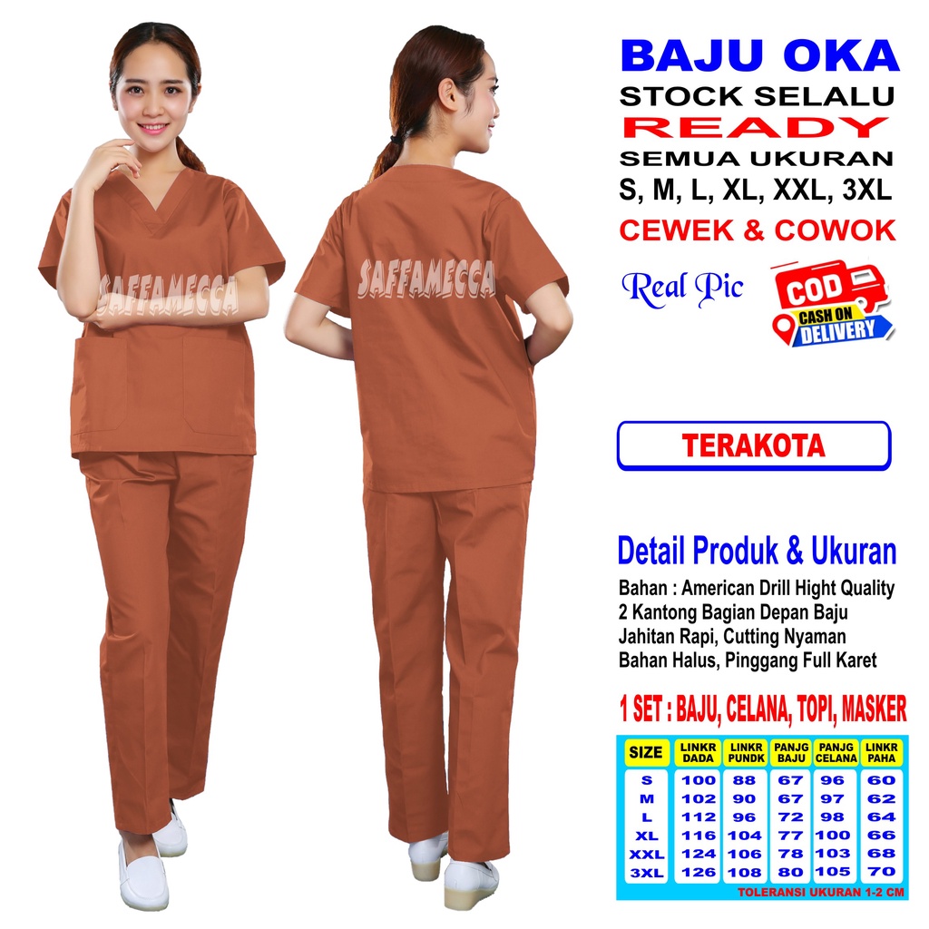 OKA   BAJU OK  BAJU OKA   BAJU PERAWAT   BAJU MEDIS LENGAN PENDEK AB READY